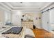 Comfortable primary bedroom featuring hardwood floors, trey ceilings, and a decorative mirror at 311 Kaitlyn Ln, Kings Mountain, NC 28086