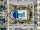 Community pool and clubhouse from aerial view at 3809 Carl Parmer Dr, Harrisburg, NC 28075