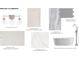 A design board featuring bathroom elements with shaker cabinets, stylish lighting, and carrara quartz countertops at 426 Richards Ln, Mooresville, NC 28115