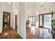 Bright and spacious entryway with hardwood floors and views to the dining room at 78 Honeysuckle Woods, Lake Wylie, SC 29710