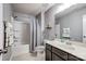 Clean bathroom with tub, shower, vanity, and gray floor at 3033 Honeylocust Ln, Fort Mill, SC 29707