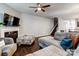 Living room boasts sectional sofa, fireplace, and a coffee table at 3033 Honeylocust Ln, Fort Mill, SC 29707