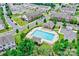 Aerial view of a community pool and pool house in a neighborhood at 3033 Honeylocust Ln, Fort Mill, SC 29707