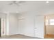 Well-lit bedroom features recessed lighting, ceiling fan, double closets and an attached bathroom at 502 Rhyne Cir, Gastonia, NC 28054