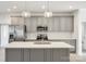 Modern kitchen with grey cabinets, quartz countertops, and a center island at 502 Rhyne Cir, Gastonia, NC 28054