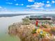 Aerial view of lakefront property lot at 15298 Windward Ln, Lancaster, SC 29720