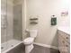 Bathroom with walk-in shower and contemporary design at 15298 Windward Ln, Lancaster, SC 29720