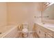 Main bathroom with a bathtub, toilet and double vanity at 1602 Eaves Rd, Shelby, NC 28152