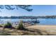 Private lake dock with sandy beach access at 130 Sandy Shore Dr, Mooresville, NC 28117