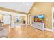 Open concept living space with hardwood floors, chandelier, and seamless flow for entertaining at 144 Spring Forest Dr, Shelby, NC 28152