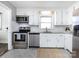 Well-lit kitchen features stainless steel appliances, white cabinets, and modern backsplash at 4837 Holbrook Dr, Charlotte, NC 28212