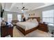 Spacious main bedroom with king-size bed, ceiling fan, and ample natural light at 8244 Fox Swamp Rd, Charlotte, NC 28215