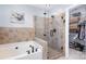 Bathroom with walk-in shower and closet at 3625 Stonefield Sw St, Concord, NC 28027