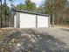 Two-car garage with white doors and gravel driveway at 4071 Wycoff Rd, Sharon, SC 29742