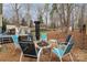 Backyard fire pit area with comfortable seating and wooded views at 100 Melrose Ct, Fort Mill, SC 29715