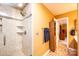 Bathroom with a large walk-in shower and tiled walls at 165 Pine Valley Dr, Stanley, NC 28164