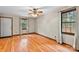 Living room featuring hardwood floors and a ceiling fan at 205 E Jimmy St, Candor, NC 27229