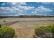 Large backyard with a metal fence and open field views at 26671 Doc Rd, Albemarle, NC 28001