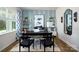 Bright home office features a large desk, built-in shelving, and stylish decor at 5149 Fireweed Ct, Dallas, NC 28034