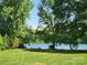Picturesque lake view framed by lush trees and open green space at 8078 Blackwood Rd, Denver, NC 28037