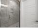 New shower with seamless glass door and a built-in shower niche at 8078 Blackwood Rd, Denver, NC 28037