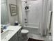 Clean bathroom with bathtub, shower, and updated fixtures at 1330 Millview Ln, Matthews, NC 28104