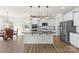 Open concept kitchen with a granite island, stainless steel appliances, white cabinets, and pendant lighting at 2006 Houle Ln, Charlotte, NC 28214