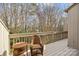 Charming outdoor deck showcasing a wicker chair and table with a scenic view at 203 Riverview Ter, Clover, SC 29710