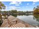 Lake view featuring a dock and multiple covered boat slips at 203 Riverview Ter, Clover, SC 29710
