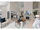 Bright open-concept living room with fireplace, high ceilings, and modern décor at 203 Riverview Ter, Clover, SC 29710