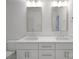 Modern bathroom featuring dual sinks, white cabinetry, and sleek fixtures at 2530 Park Rose Ln # 12, Charlotte, NC 28204