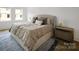 Comfortable bedroom with a neutral color palette and plush bedding and carpet at 2530 Park Rose Ln # 12, Charlotte, NC 28204
