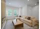 Comfortable living room featuring a fireplace, neutral walls, a large window, and a cozy sectional sofa at 2534 Park Rose Ln # 11, Charlotte, NC 28204