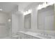 Bathroom featuring double sinks, sleek fixtures, and a glass-enclosed shower at 2538 Park Rose Ln # 10, Charlotte, NC 28204