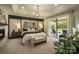 Relaxing main bedroom features a tray ceiling, fireplace, and sliding glass door to outdoor deck at 604 Hyder Trl, Tega Cay, SC 29708