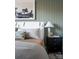 Serene bedroom with white headboard and green accent wall at 8018 Elevate Ct, Charlotte, NC 28205