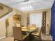 Dining room with glass table, beige chairs, and large artwork at 11627 Tribal Dr, Charlotte, NC 28214
