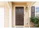 Dark brown front door with sidelights and a white frame at 1444 Swaying Branch Ln, Clover, SC 29710