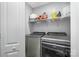 Bright laundry room features built-in shelving and space for a washer and dryer at 2222 Fox Hunt Dr, Monroe, NC 28110