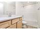 Clean bathroom with light wood cabinets and a bathtub at 3321 15Th Sw Ave, Hickory, NC 28602
