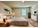 Virtually staged bedroom with king-size bed and dresser at 8112 Derby Woods Ln, Charlotte, NC 28214