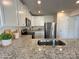 Modern kitchen with white cabinets, granite countertops, and stainless steel appliances at 8112 Derby Woods Ln, Charlotte, NC 28214