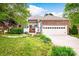 Charming home with colorful accents, brick details, lush front yard, and a two-car attached garage at 3024 Kern Dr, Salisbury, NC 28147
