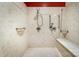 Tiled walk-in shower featuring a rainfall showerhead and built-in bench at 3024 Kern Dr, Salisbury, NC 28147