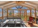 Screened in sunroom with comfortable seating, fan, and natural light, ideal for outdoor living at 443 Picadilly Ln, Troutman, NC 28166