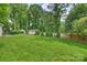 View of a large lush backyard with a shed at 7135 Folger Dr, Charlotte, NC 28270