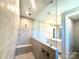 Modern bathroom with a frameless glass shower and dual shower heads at 9657 Liberty Hill Dr, Mint Hill, NC 28227