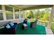 Covered patio featuring outdoor seating with views of a pristine, green backyard at 11519 Sweet Birch Ln, Charlotte, NC 28278