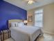 Cozy bedroom featuring a queen bed with white linens and a blue accent wall at 1255 Restoration Dr, Waxhaw, NC 28173