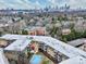 Aerial view showcasing the building and surrounding cityscape at 1323 Queens Rd # 407, Charlotte, NC 28207